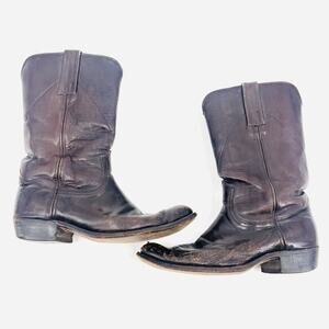 Vintage 1970s Frye Boots Mens Size 9.5 Brown Cowboy Roper Black Tag Campus Rare